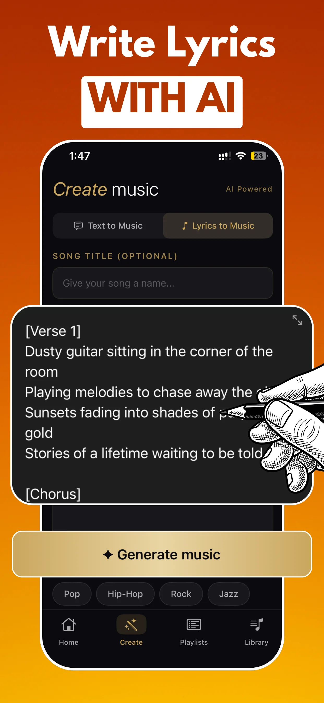 Muziko AI song generator iPhone screen 3